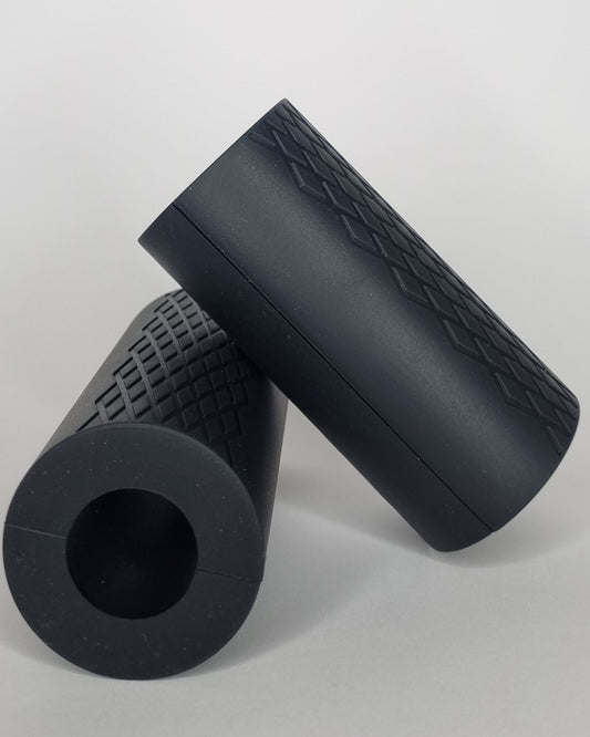 Thick grips boost grip strength and build big arms (top textured view). 